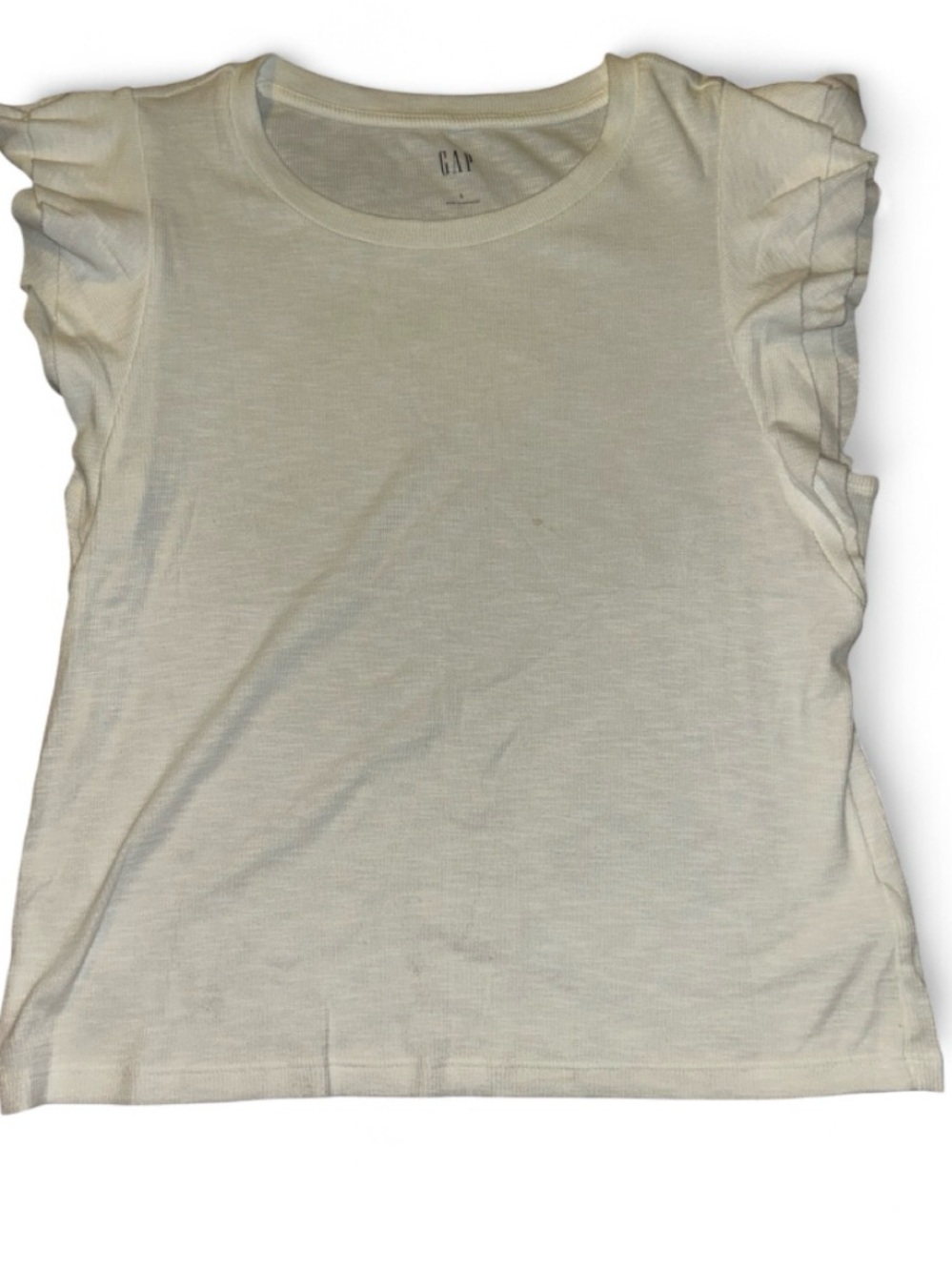 GAP Women's White Ruffled Sleeve Tee